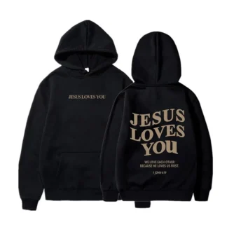 Jesus Loves You Print Pullover Hoodies Women's Hoodie Autumn Winter Men Streetwear Sweatshirt Unisex Hooded Tops Hooded Clothes