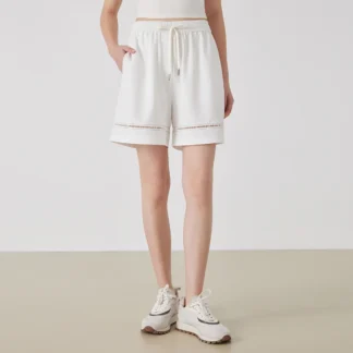 Women's Comfortable Elastic Waist Strap Solid Color Mixed Cotton Shorts