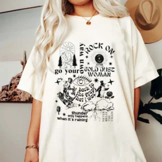 Vintage Fleetwood Print T-shirt Casual Crew Neck Short Sleeve Summer Women Clothing Fashion Sleeves T-Shirts White Student Tee