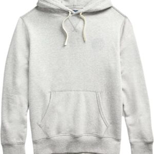 Classic Fleece Drawstring Hoodie Kangaroo Pocket Ribbed Cuffs
